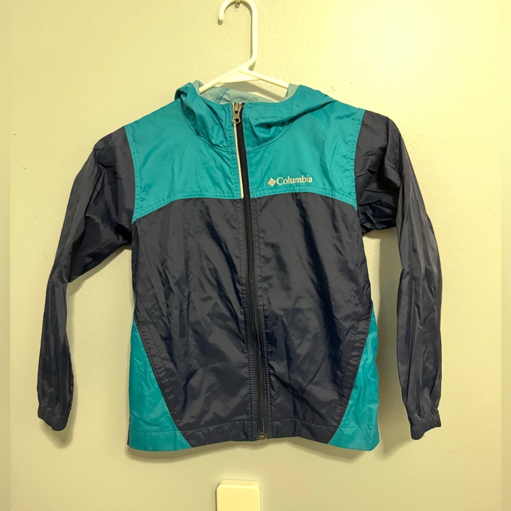 Boys Columbia Blue and Teal Rain Jacket